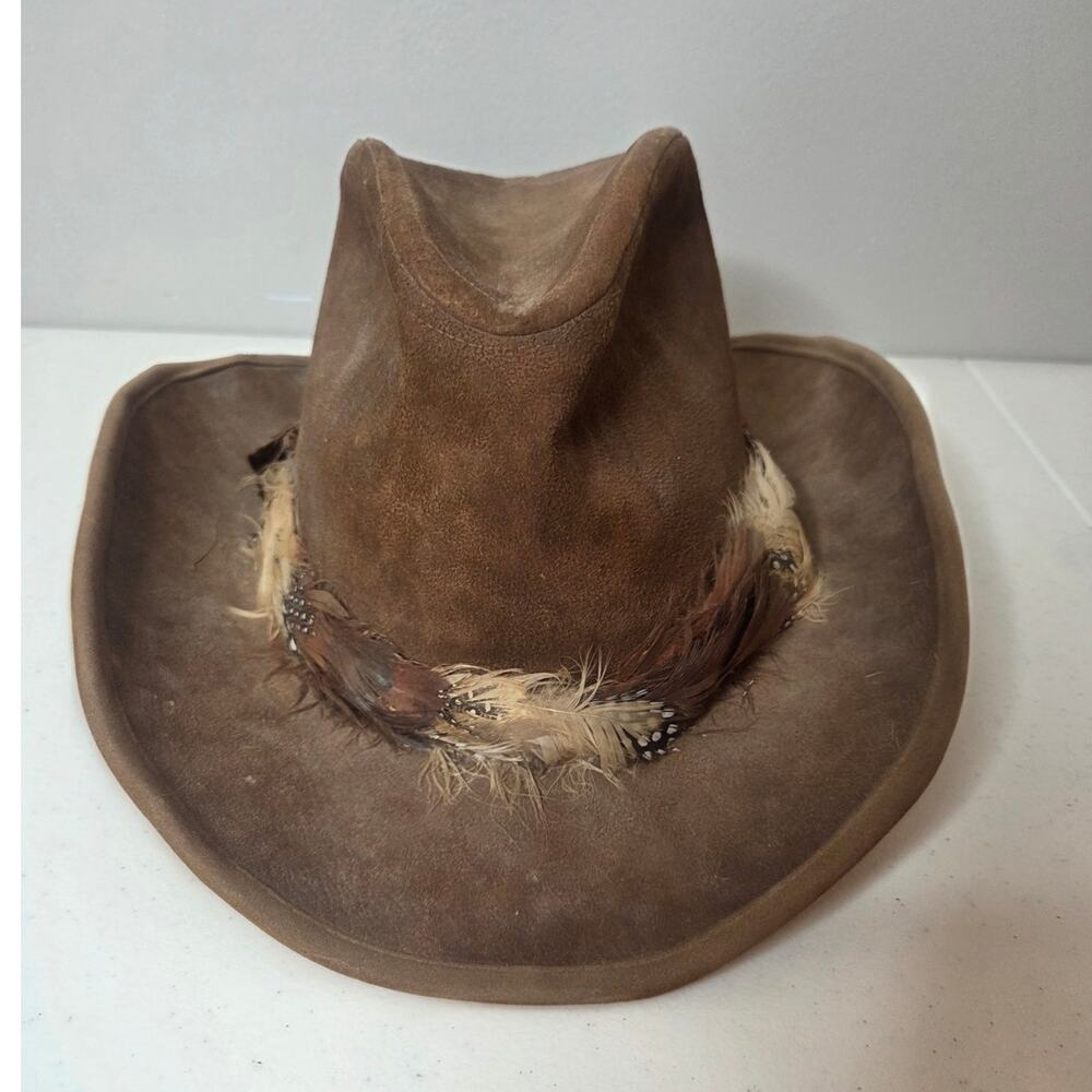 Stetson 'The Gun Club' Feathered Hatband Felt Western Fedora Hat Brown Size 7 - Picture 1 of 4